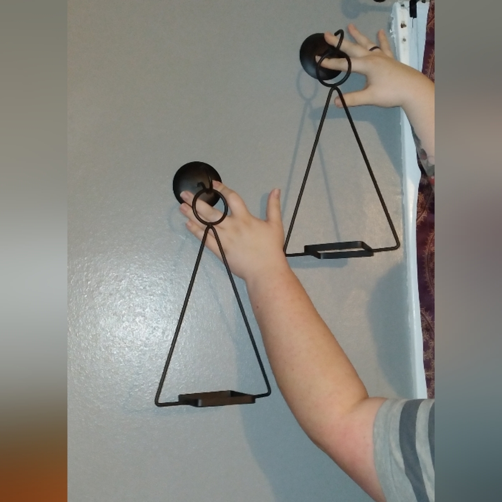 At Home America Iron Triangle Candle Holders